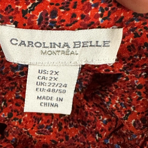 Carolina Belle Red Boxy Blouse with Mandarin Collar ♥️ - Picture 8 of 10